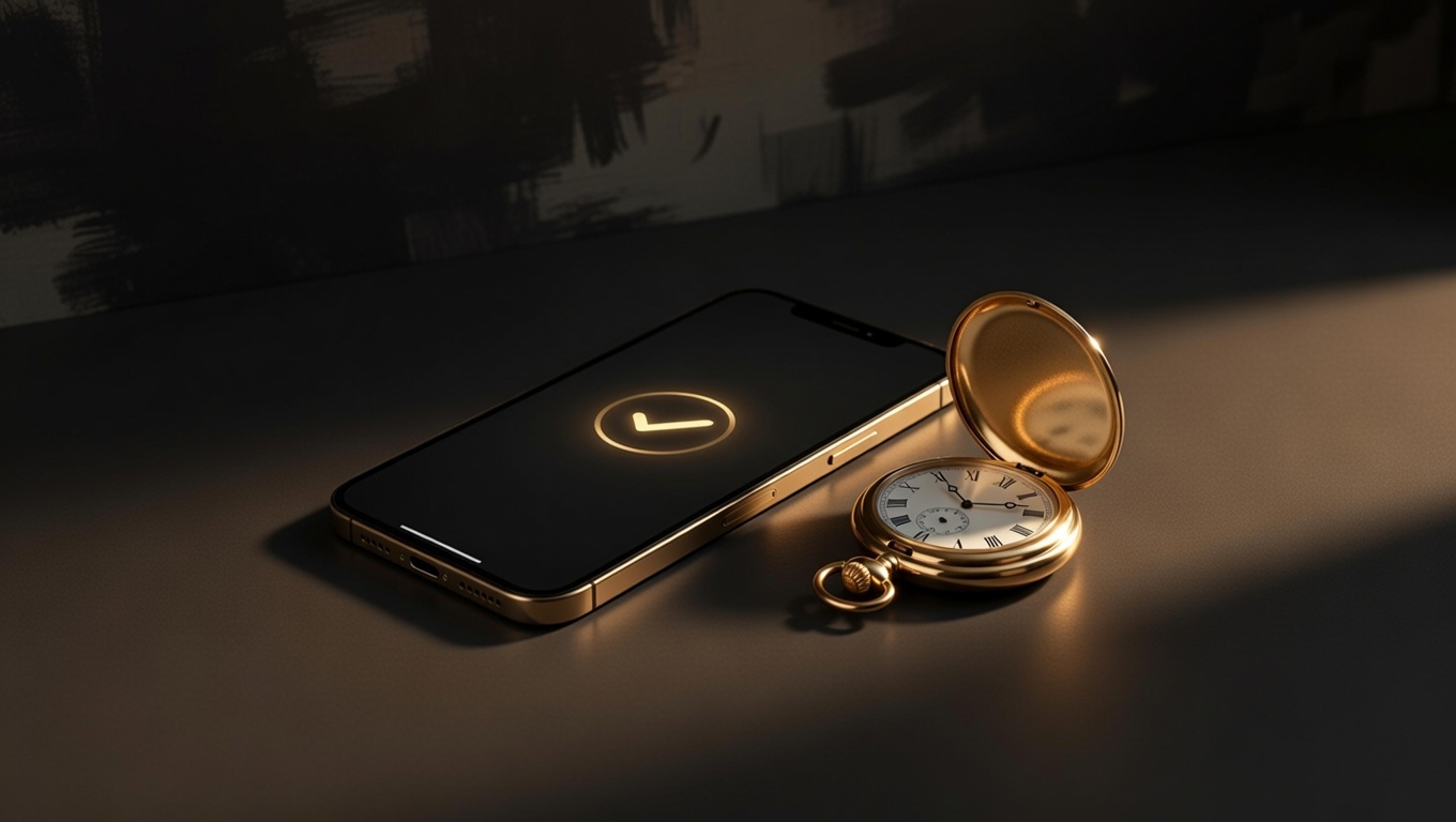 Smartphone beside a pocket watch — modern monitoring meets timeless care